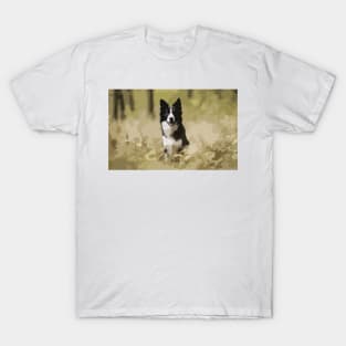 Border Collie Digital Painting T-Shirt